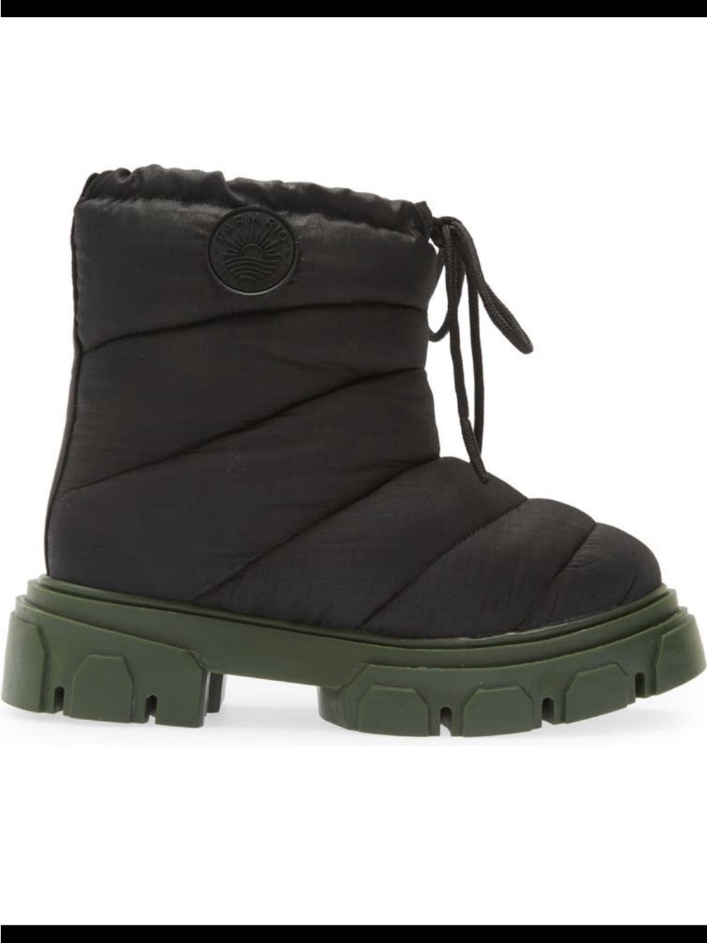 Farm Rio Black Quilted Lug Sole Bootie with Green Sole Size EU 38/US 7